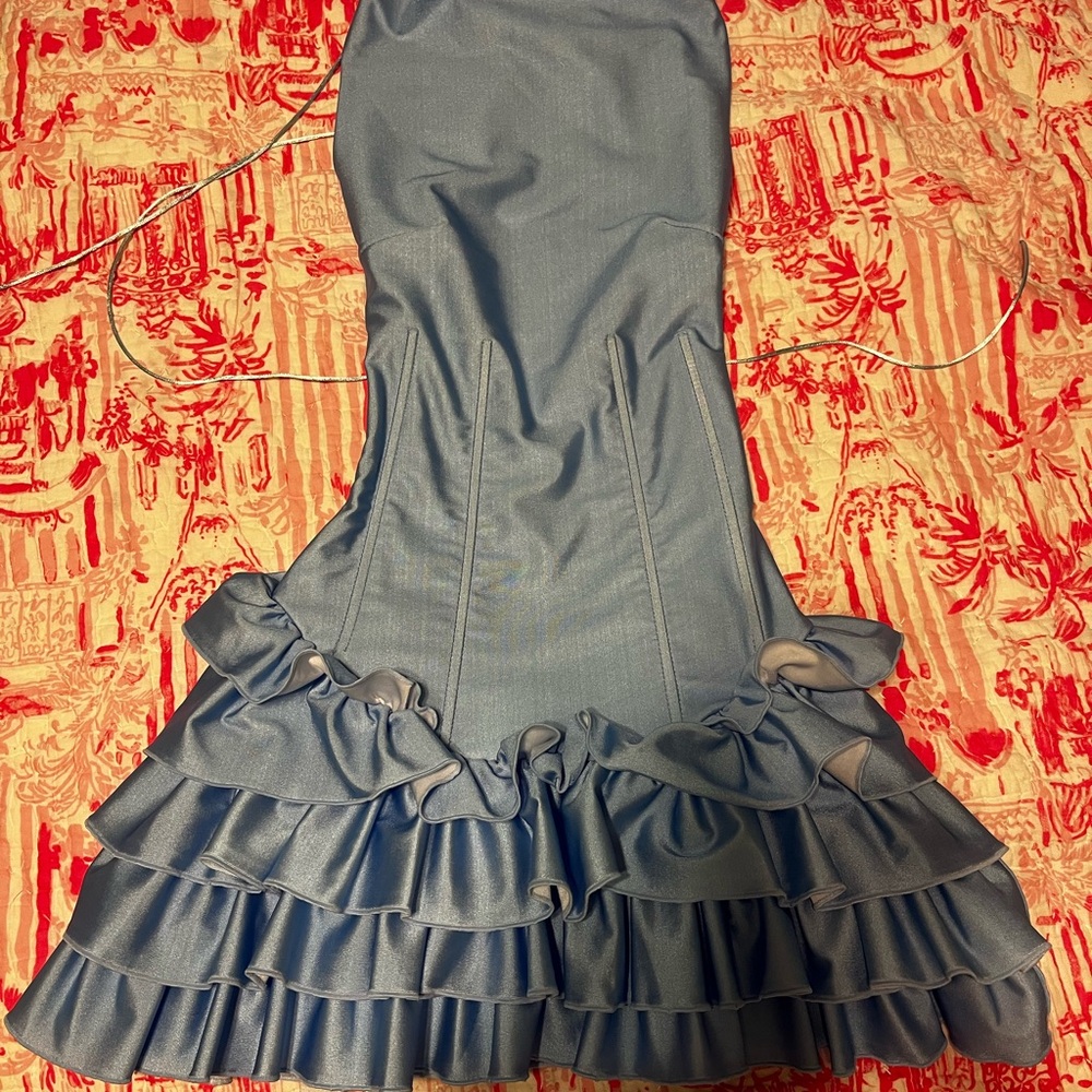 Chic Blue Ruffled Mini Skirt